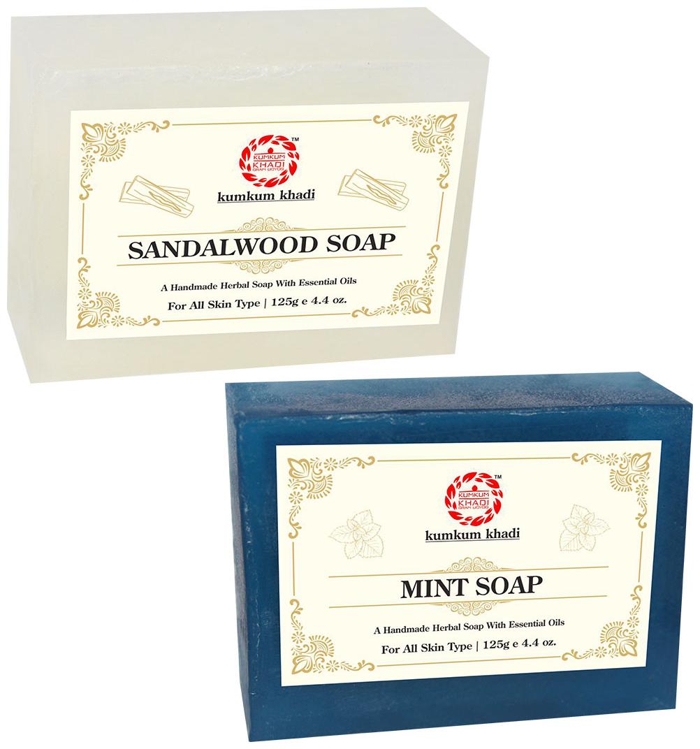 

Kumkum Khadi Herbal Sandalwood and Mint Soap 125g (Pack Of 2)