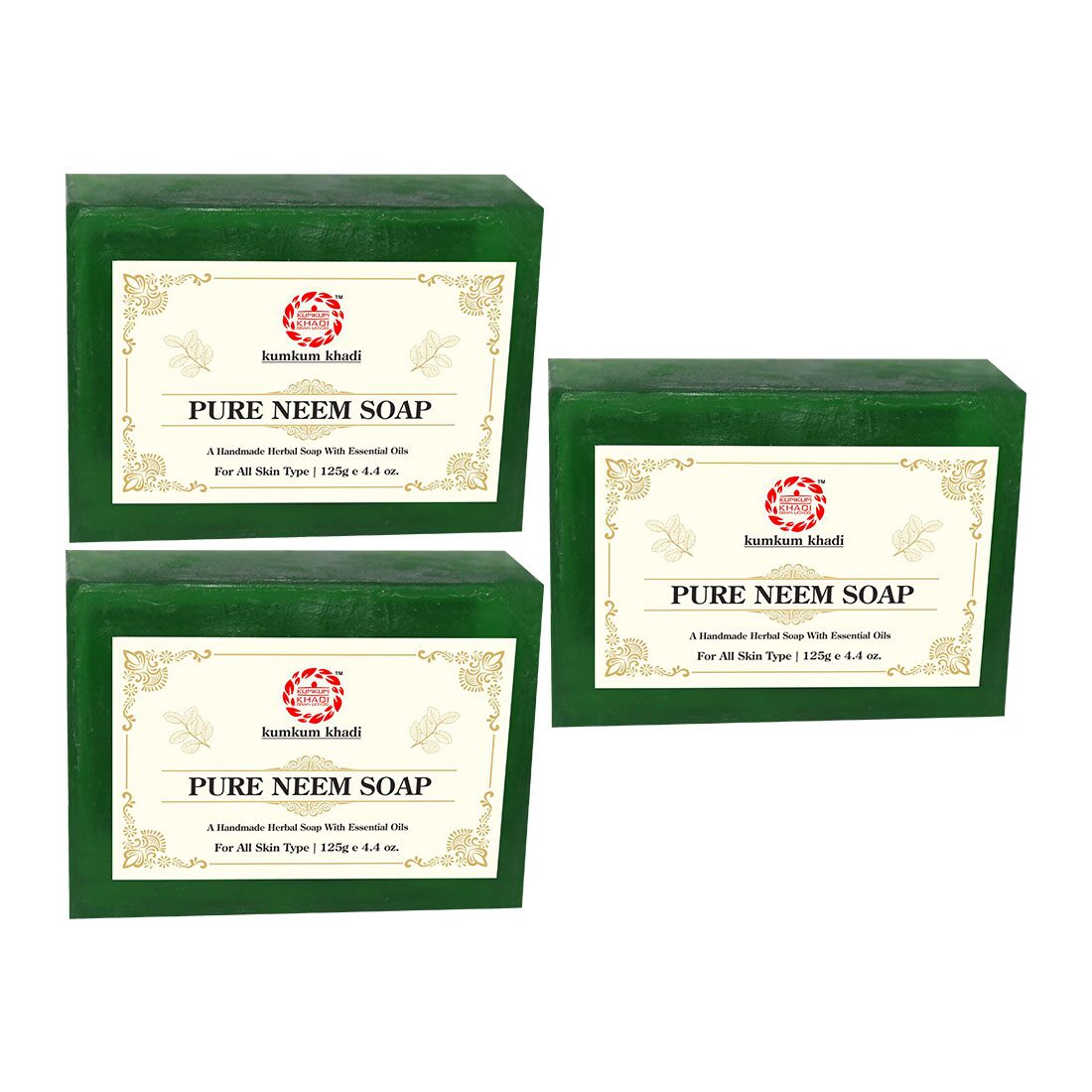 

Kumkum Khadi Herbal Pure Neem Soap 125g (Pack Of 3)
