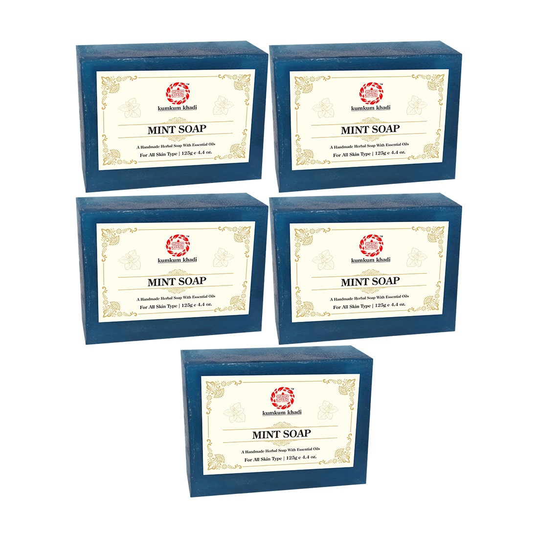 

Kumkum Khadi Herbal Mint Soap 125 g ( Pack of 5 )