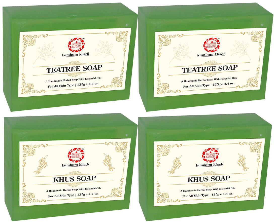 

Kumkum Khadi Herbal Teatree and Khus Soap 125 g Each (Pack of 4)