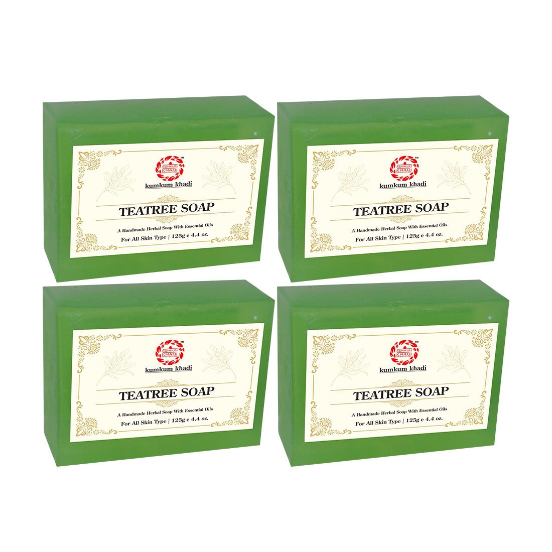 

Kumkum Khadi Herbal Teatree Soap - 125g Pack of 4