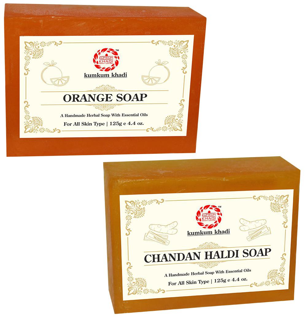 

Kumkum Khadi Herbal Orange 125g Chandan Haldi Soap 125g (Pack of 2)