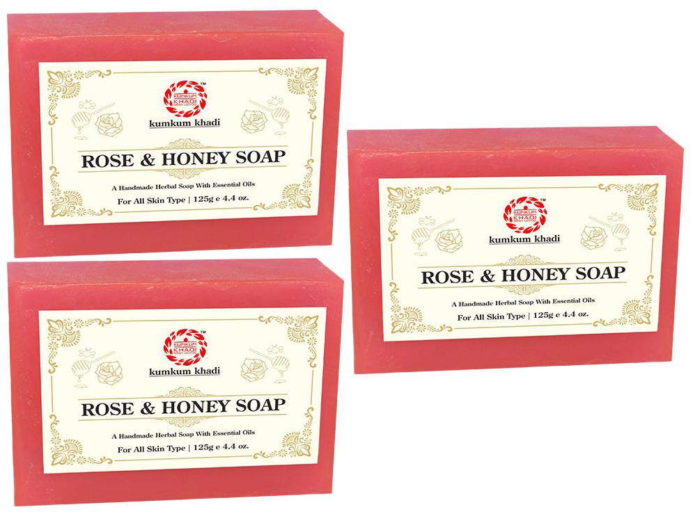 

Kumkum Khadi Rose Honey Soap -125g (Pack of 3)