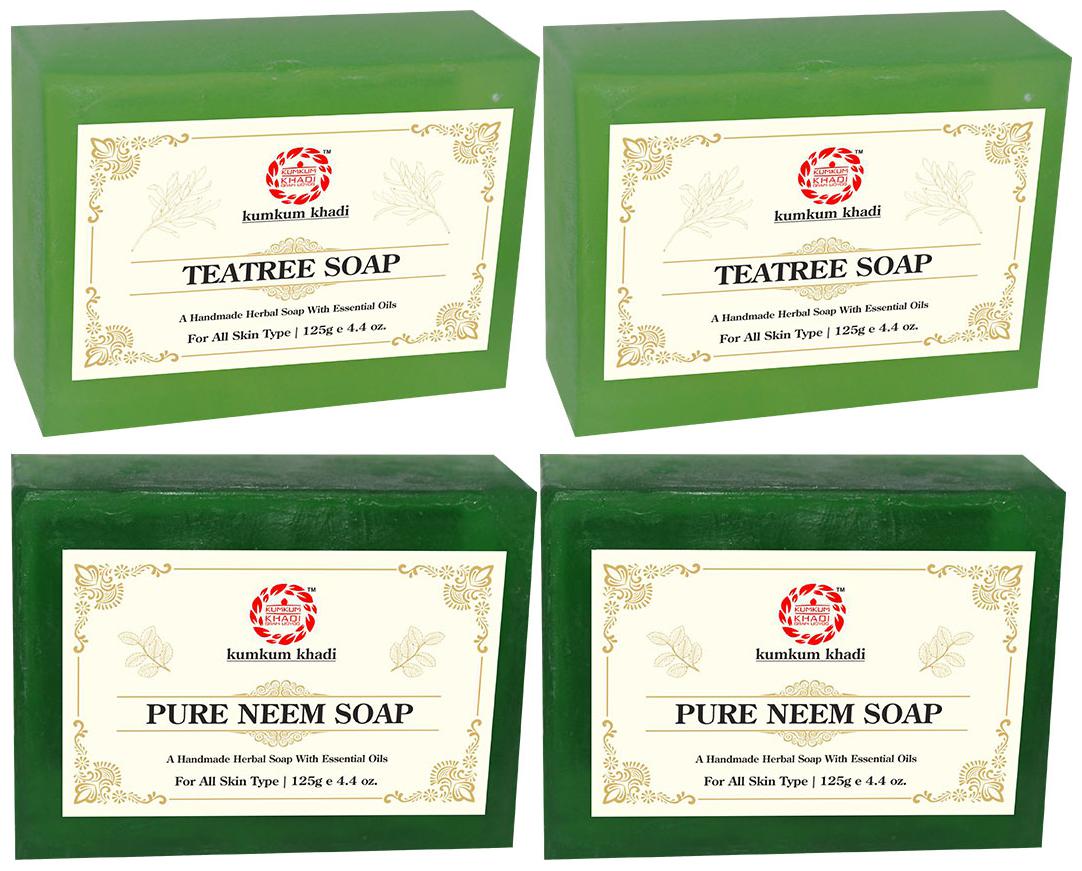 

Kumkum Khadi Herbal Teatree and Pure Neem Soap -125g (Pack of 4)
