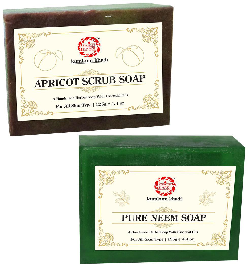 

Kumkum Khadi Herbal Apricot Scrub and Pure Neem Soap 125 g Each ( Pack Of 2 )