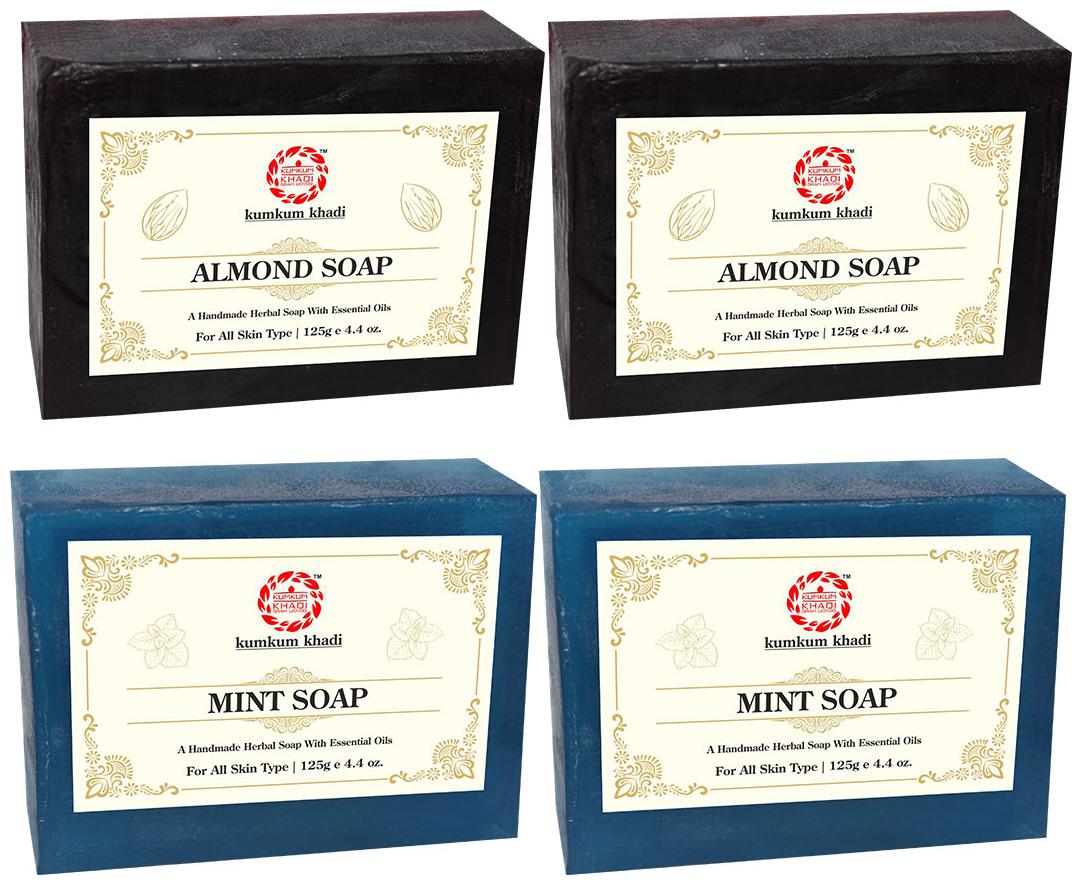 

Kumkum Khadi Herbal Almond and Mint Soap - Each 125g (Pack of 4)
