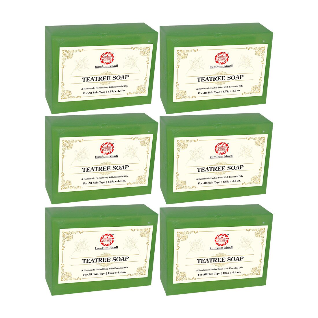 

Kumkum Khadi Herbal Teatree Soap 125g (Pack of 6)