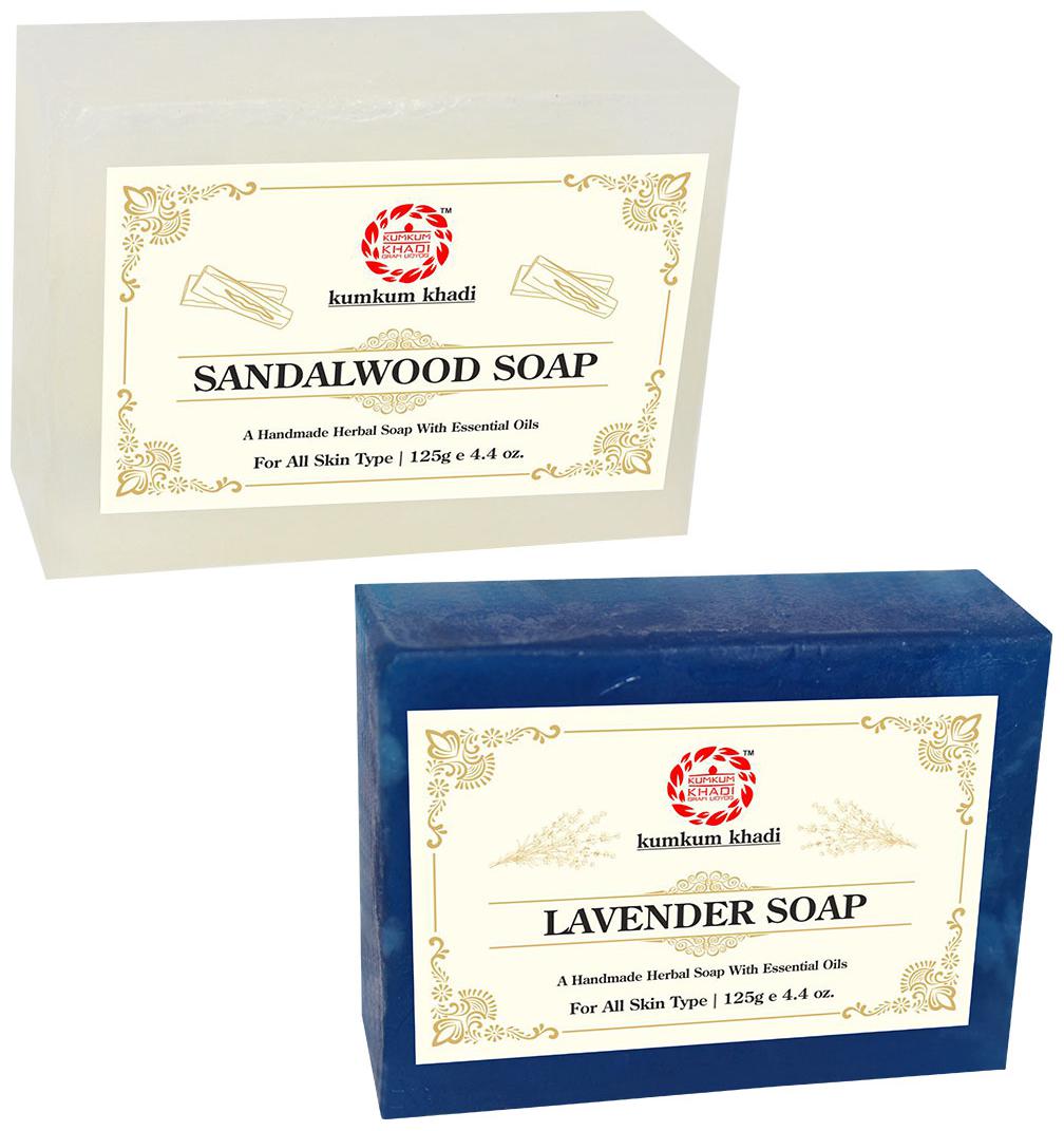 

Kumkum Khadi Herbal Sandalwood and Lavender Soap 125 g Each ( Pack Of 2 )