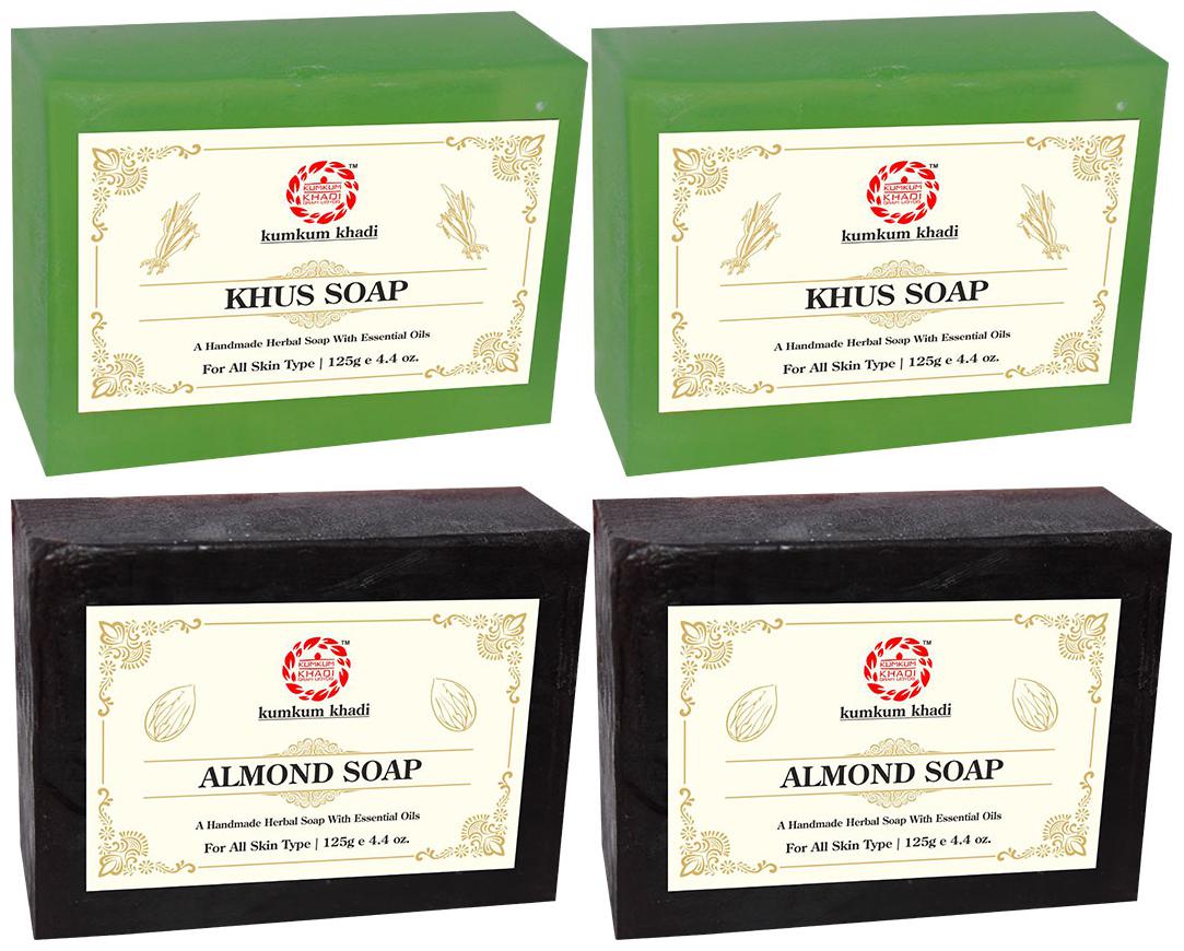 

Kumkum Khadi Herbal Khus and Almond Soap Each 125g (Pack of 4)