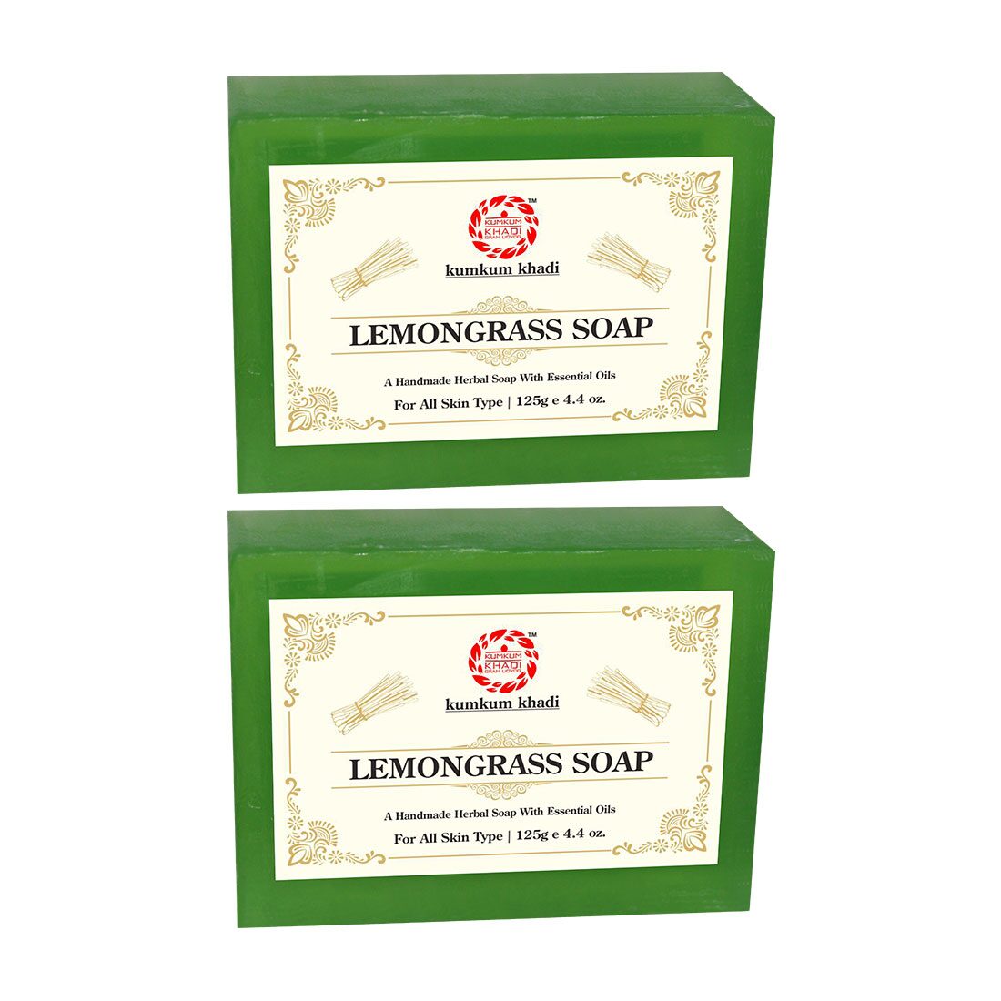 

Kumkum Khadi Herbal Lemongrass Soap 125g (Pack of 2)