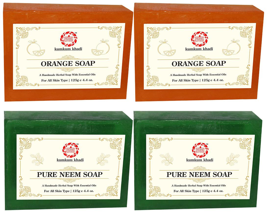 

Kumkum Khadi Herbal Orange and Pure Neem Soap - Each 125g (Pack of 4)