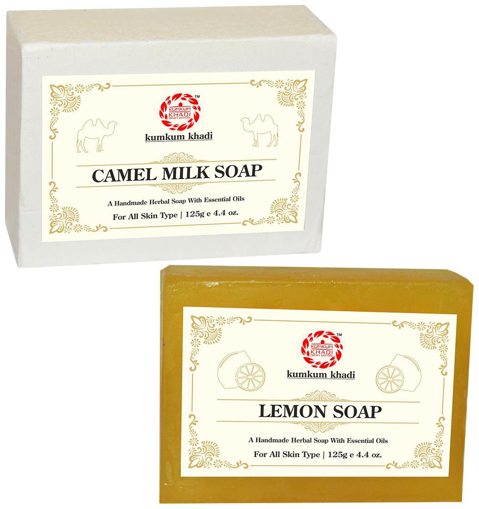 

Kumkum Khadi Herbal Camel Milk and Lemon Soap -125g (Pack of 2)