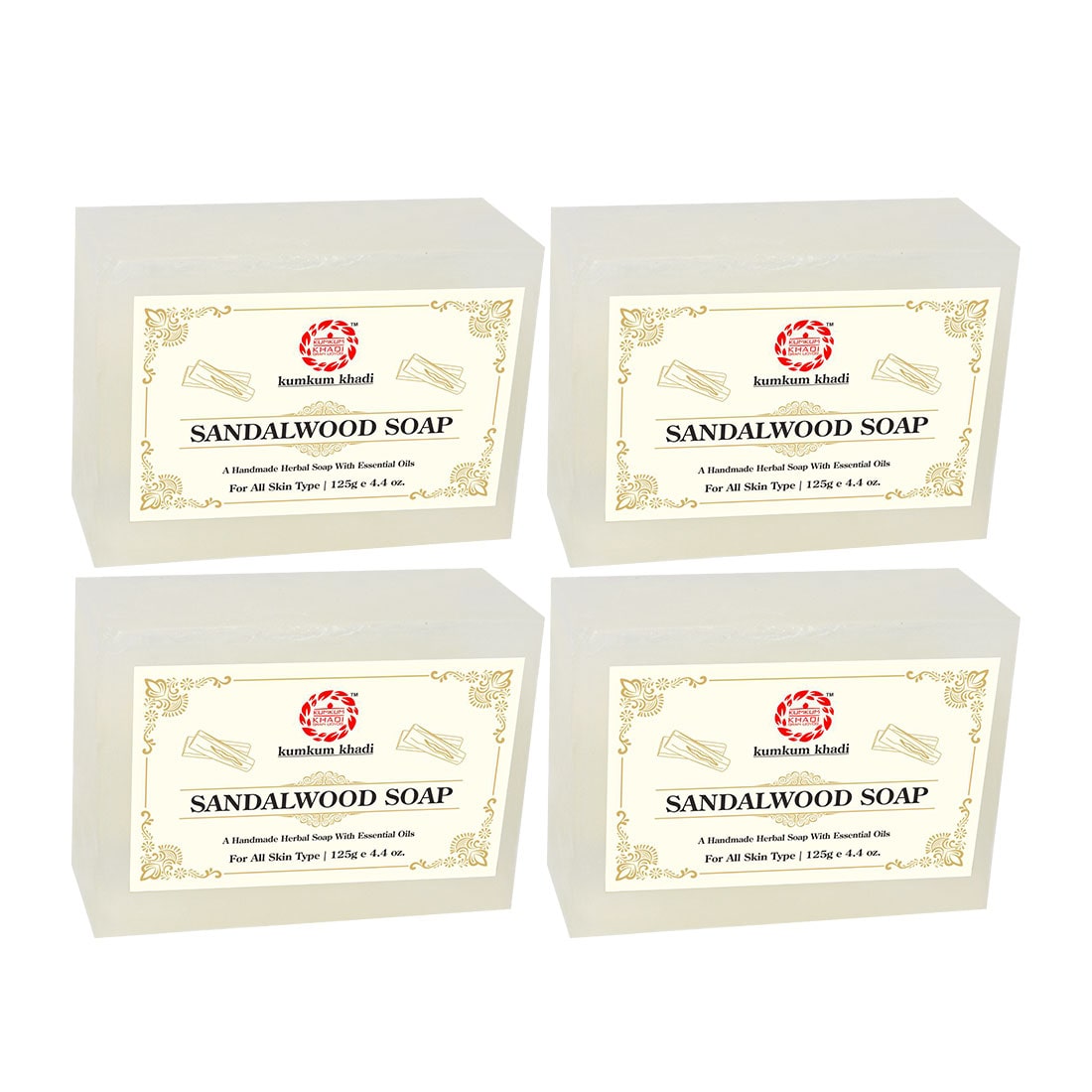 

Kumkum Khadi Herbal Sandalwood Soap - 125g Pack of 4
