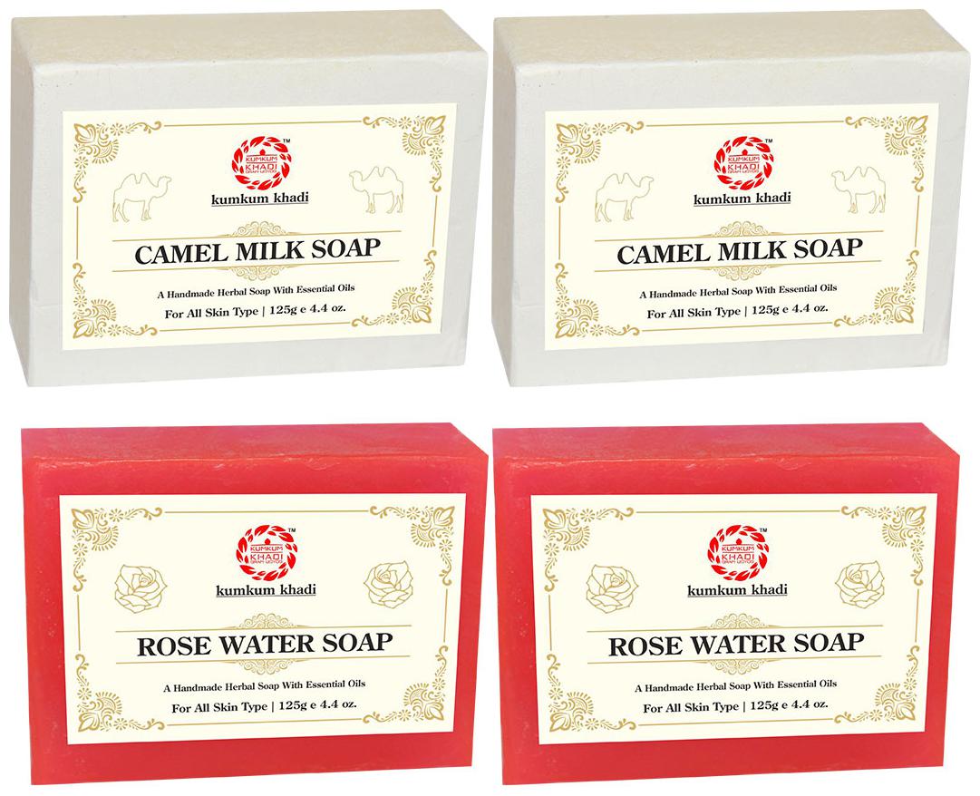 

Kumkum Khadi Herbal Camel Milk and Rose Water Soap -125g (Pack of 4)