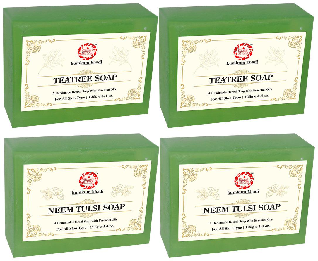 

Kumkum Khadi Herbal Teatree and Neem Tulsi Soap 125g (Pack of 4)