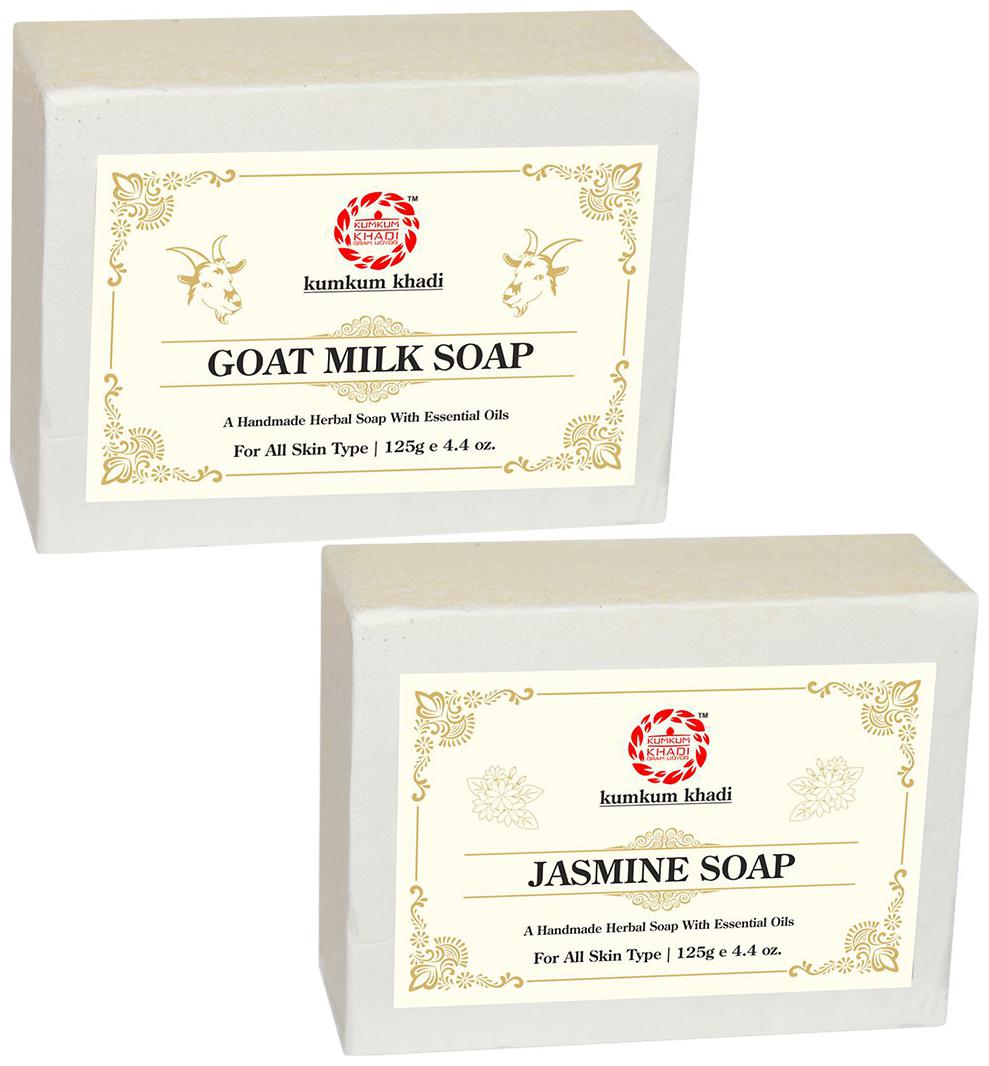 

Kumkum Khadi Herbal Goat Milk and Jasmine Soap 125g (Pack Of 2)