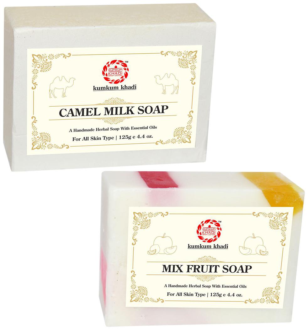 

Kumkum Khadi Herbal Camel Milk and Mix Fruit Soap - 125g Each Pack of 2