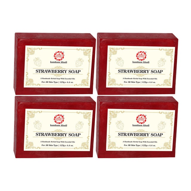 

Kumkum Khadi Herbal Strawberry Soap - 125g Pack of 4