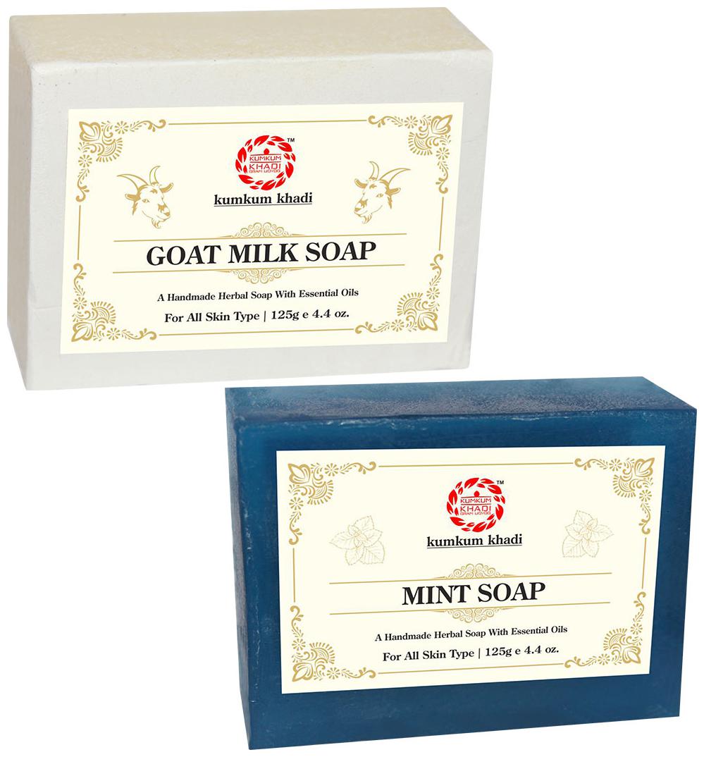 

Kumkum Khadi Herbal Goat Milk and Mint Soap 125g (Pack Of 2)
