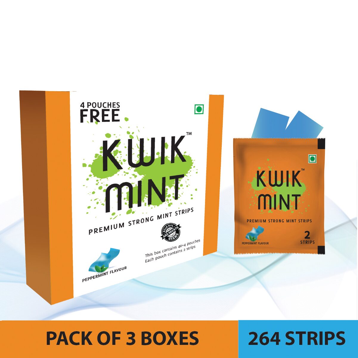 

KwikMint Mouth Freshener - Easily Soluble Instant Fresh breath Sugar Free cool Mint Strip