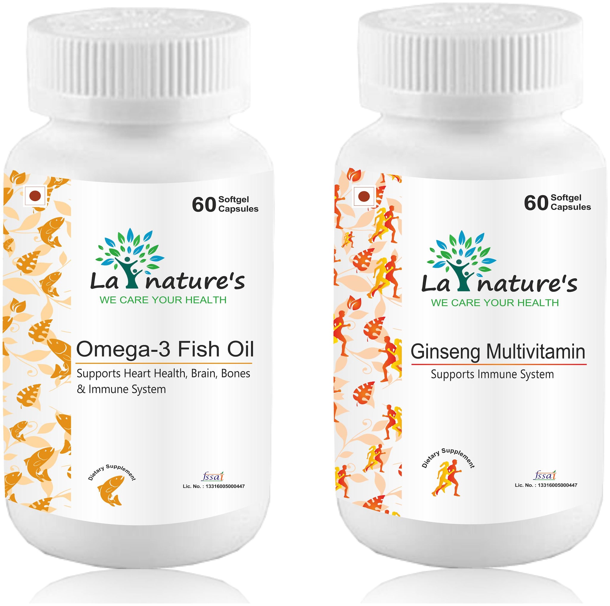 

La Nature s Fish Oil Omega 3 with Ginseng Multivitamin 60 Capsules (Pack of 2)