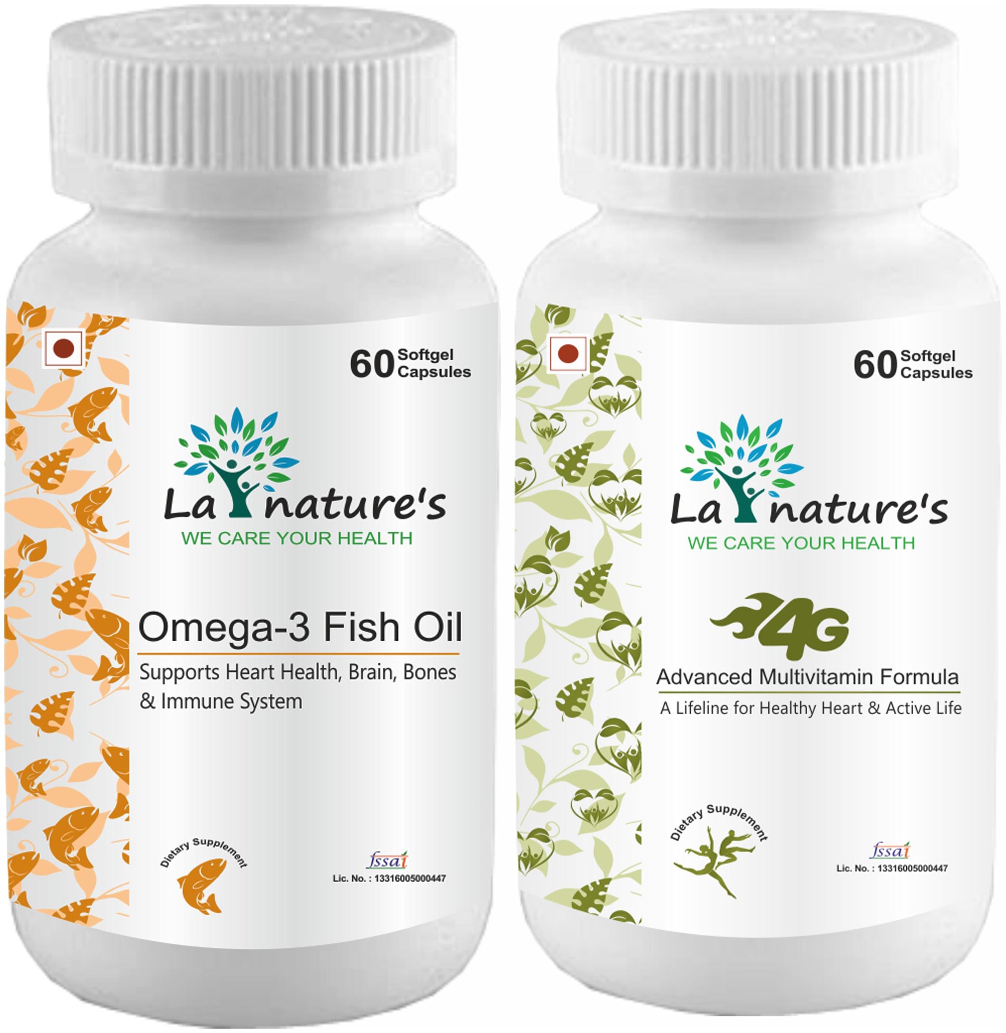 

La Nature s Fish Oil Omega 3 with 4G Advanced Multivitamin Formula 60 Capsules (Pack of 2)
