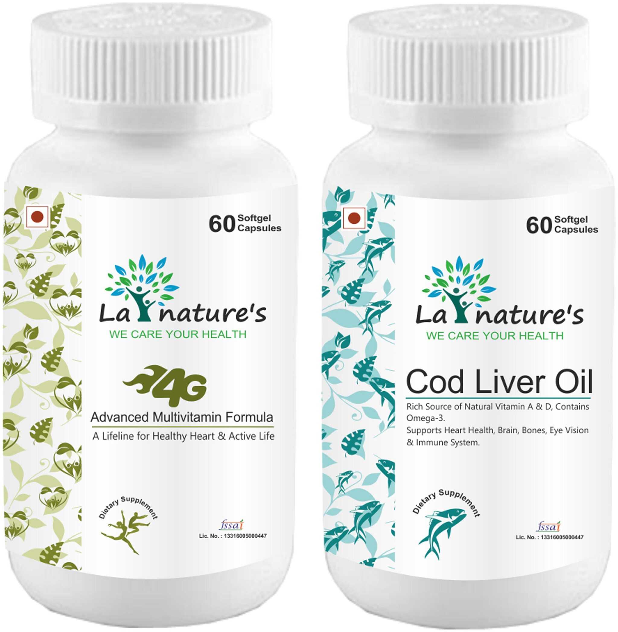 

La Nature s 4G Advanced Multivitamin Formula with Cod Liver Oil 300Mg 60 Capsules (Pack of 2)