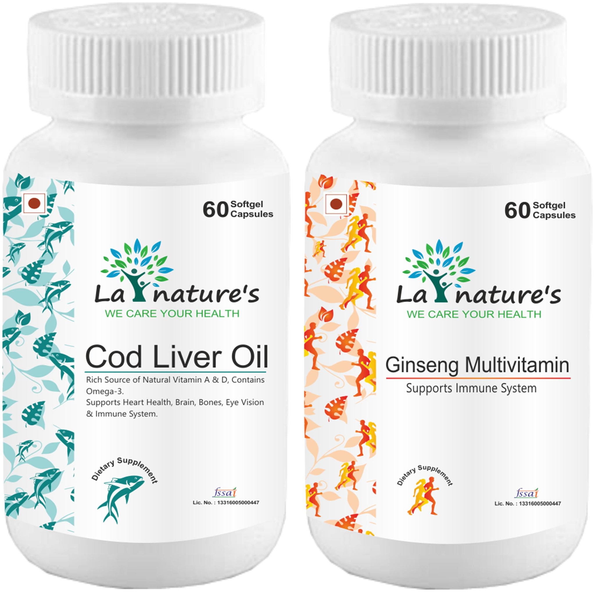 

La Nature s Cod Liver Oil with Ginseng Multivitamin 60 Capsules (Pack of 2)