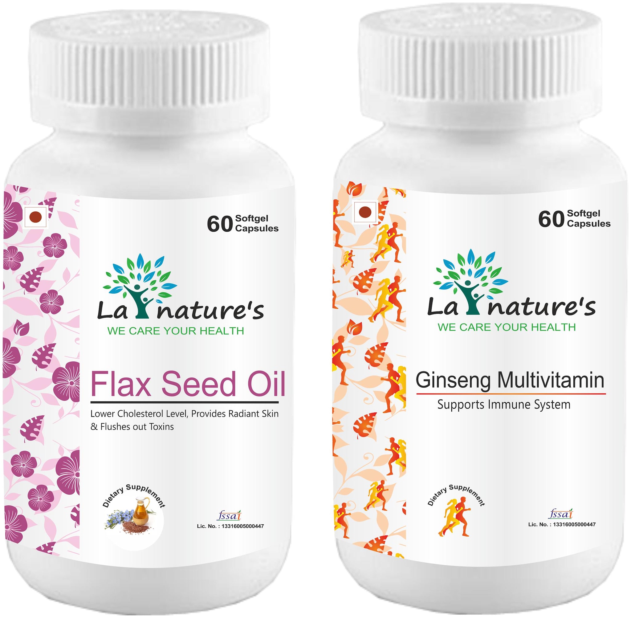 

La Nature s Flax Seed Oil with Ginseng Multivitamin 60 Capsules (Pack of 2)