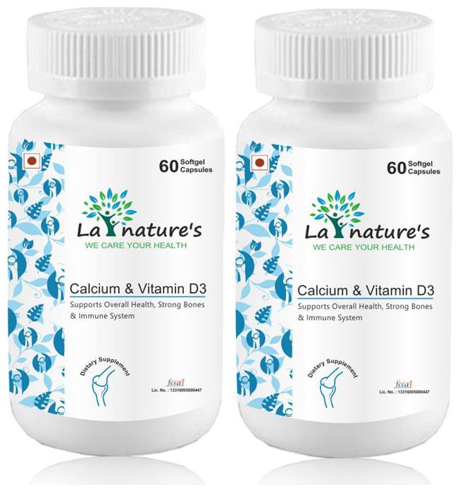 

La Nature s Calcium Vitamin D3 Calcium Vitamin D3 60 Capsules (Pack of 2)