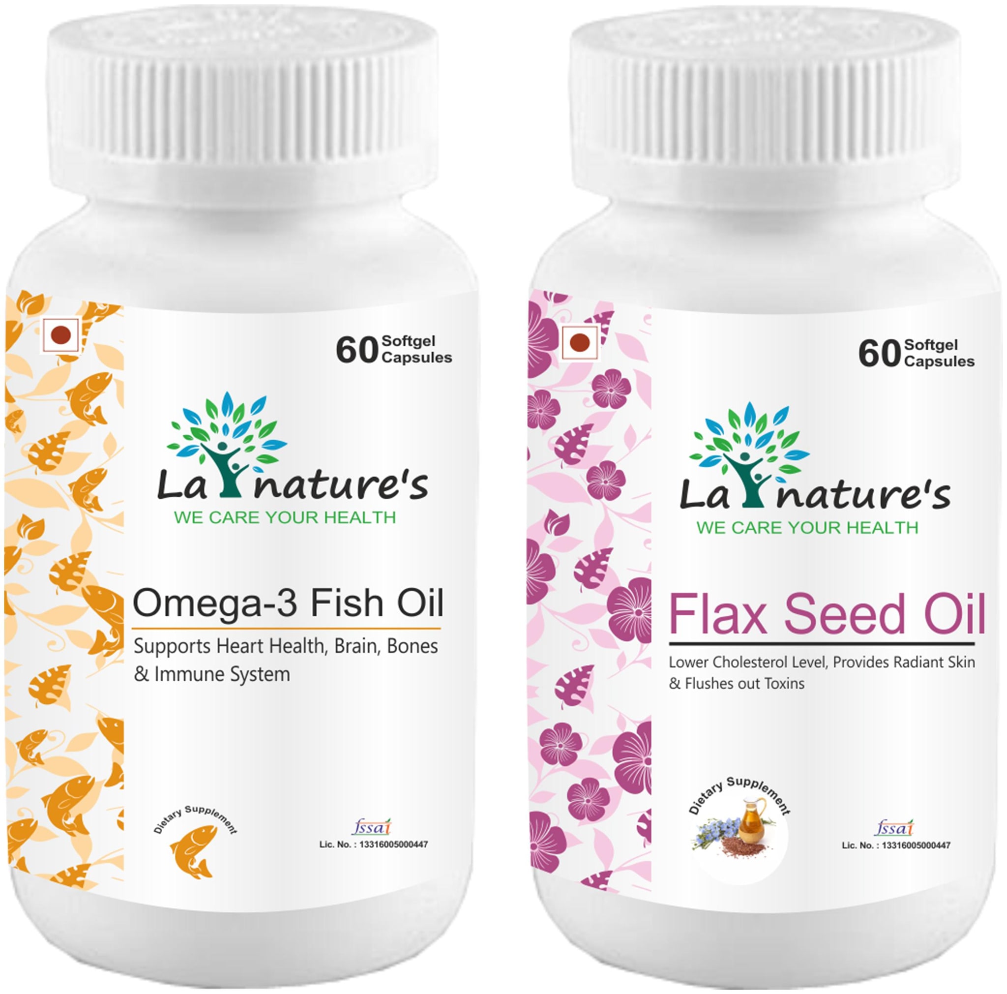 

La Nature s Fish Oil Omega 3 with Flax Seed Oil 1000Mg 60 Capsules (Pack of 2)