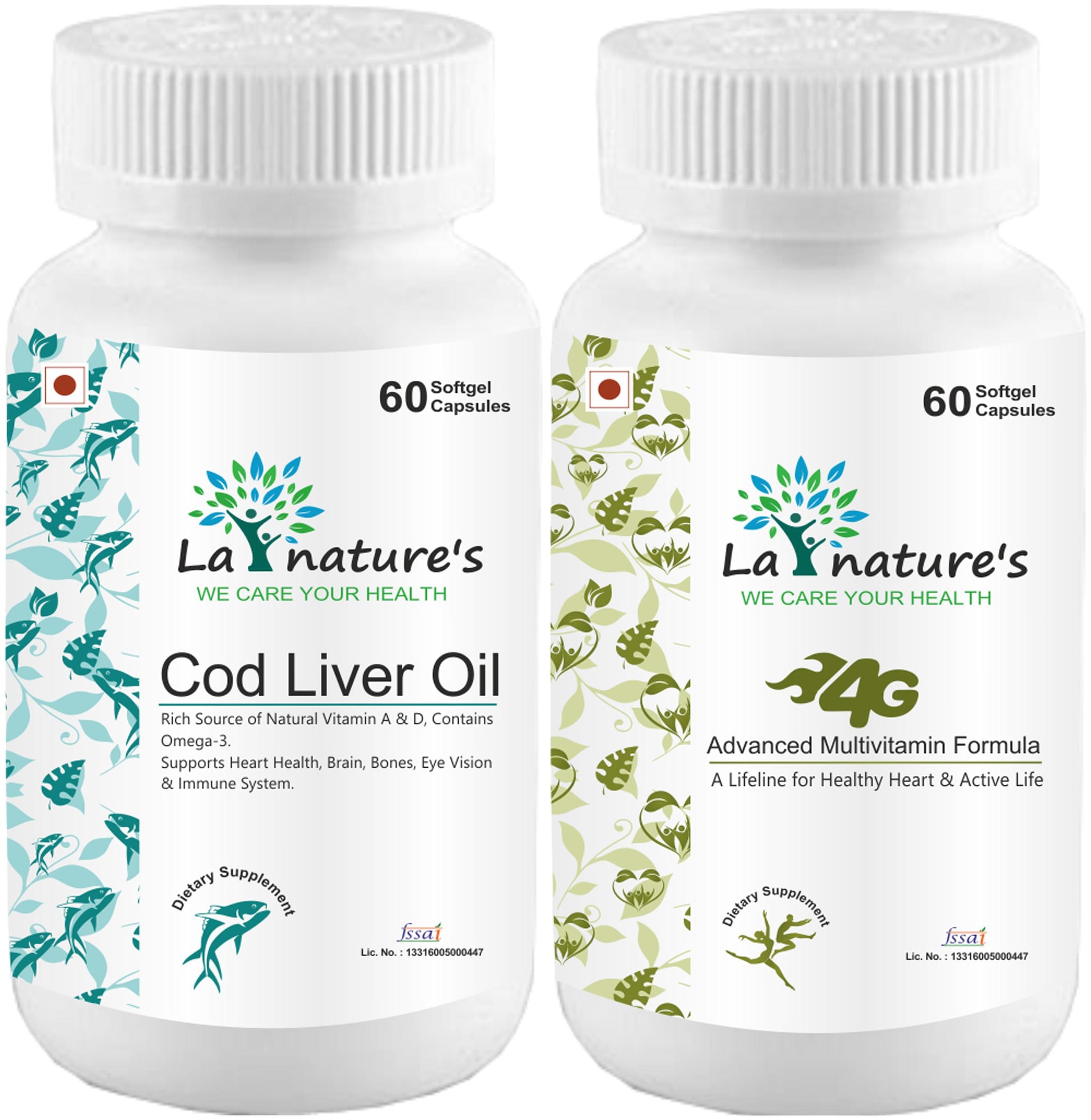 

La Nature s Cod Liver Oil with 4G Advanced Multivitamin Formula 60 Capsules (Pack of 2)