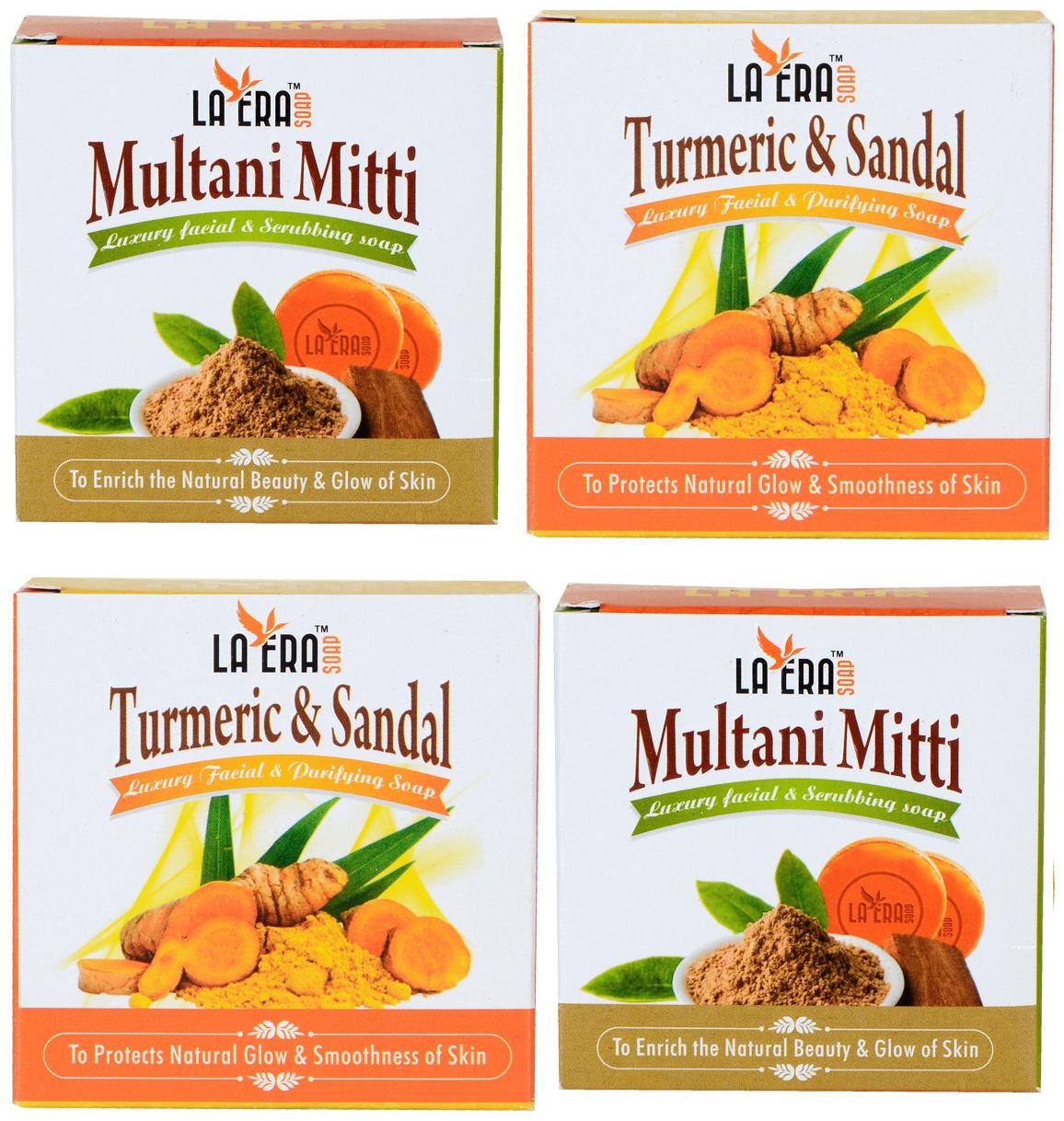 

LAERA Multani Mitti Luxurious facial Soap (2x100g) Turmeric Sandal haldi chandan Soap (2x100g) (Pack Of 4)
