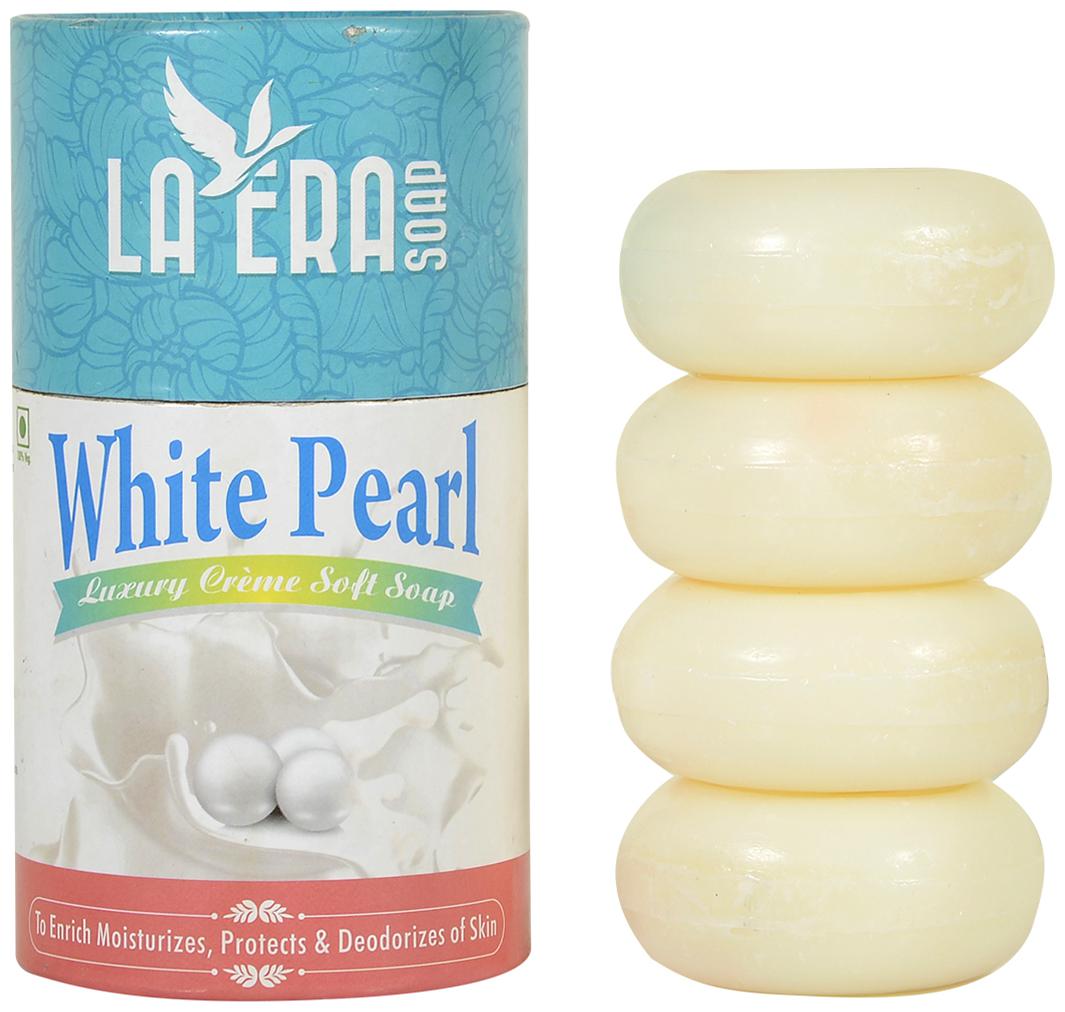 

Laera White Cream Soft Milk Bath Soap Jar 100g (Pack of 4)