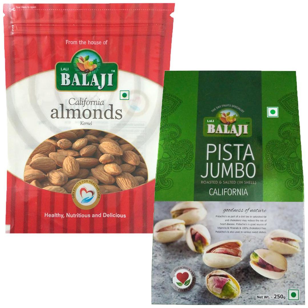 

Lali Balaji Calfornia Almonds Regular 200g California Pistachios Ls 250g (Pack Of 2)
