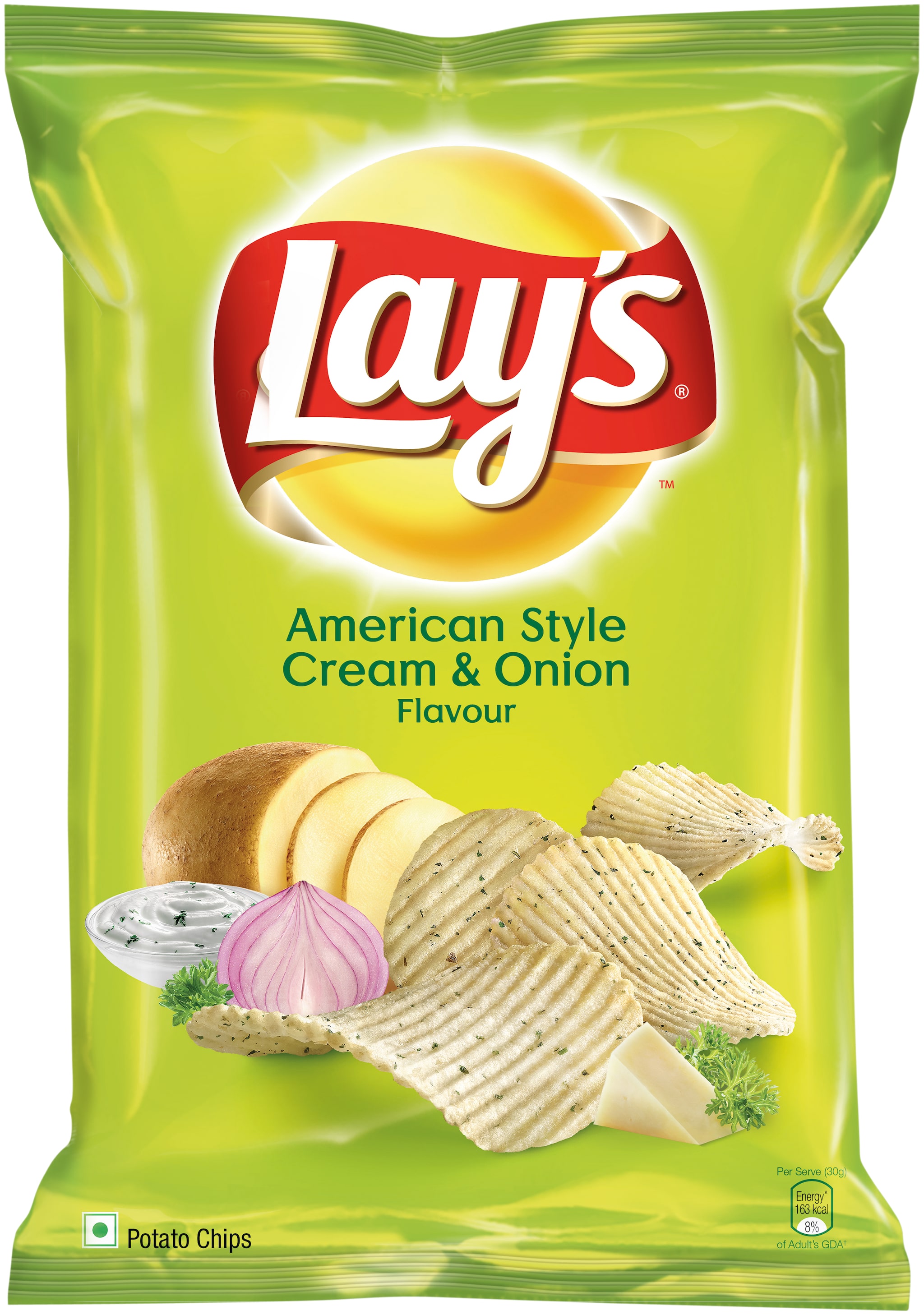 

Lays Potato Chips - American Style Cream Onion Flavour - 167 g Pack
