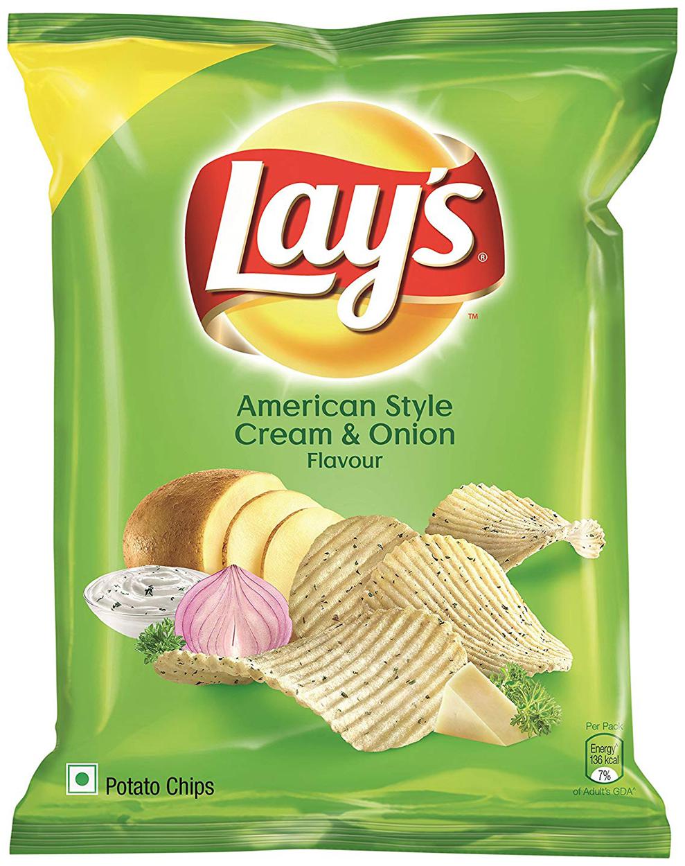 

Lays Potato Chips - American Style Cream Onion Flavour 28 g