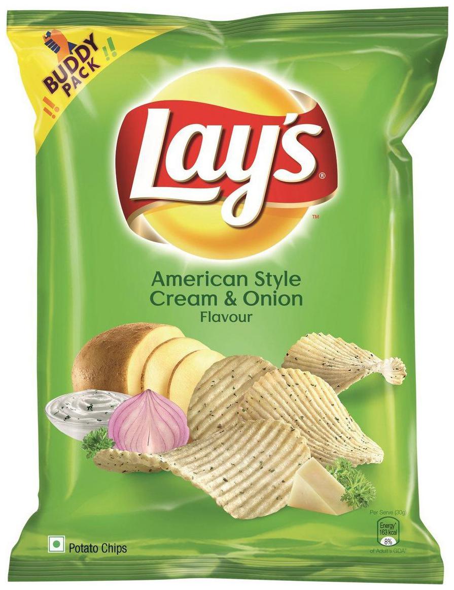 

Lays Potato Chips - American Style Cream Onion Flavour 52 g