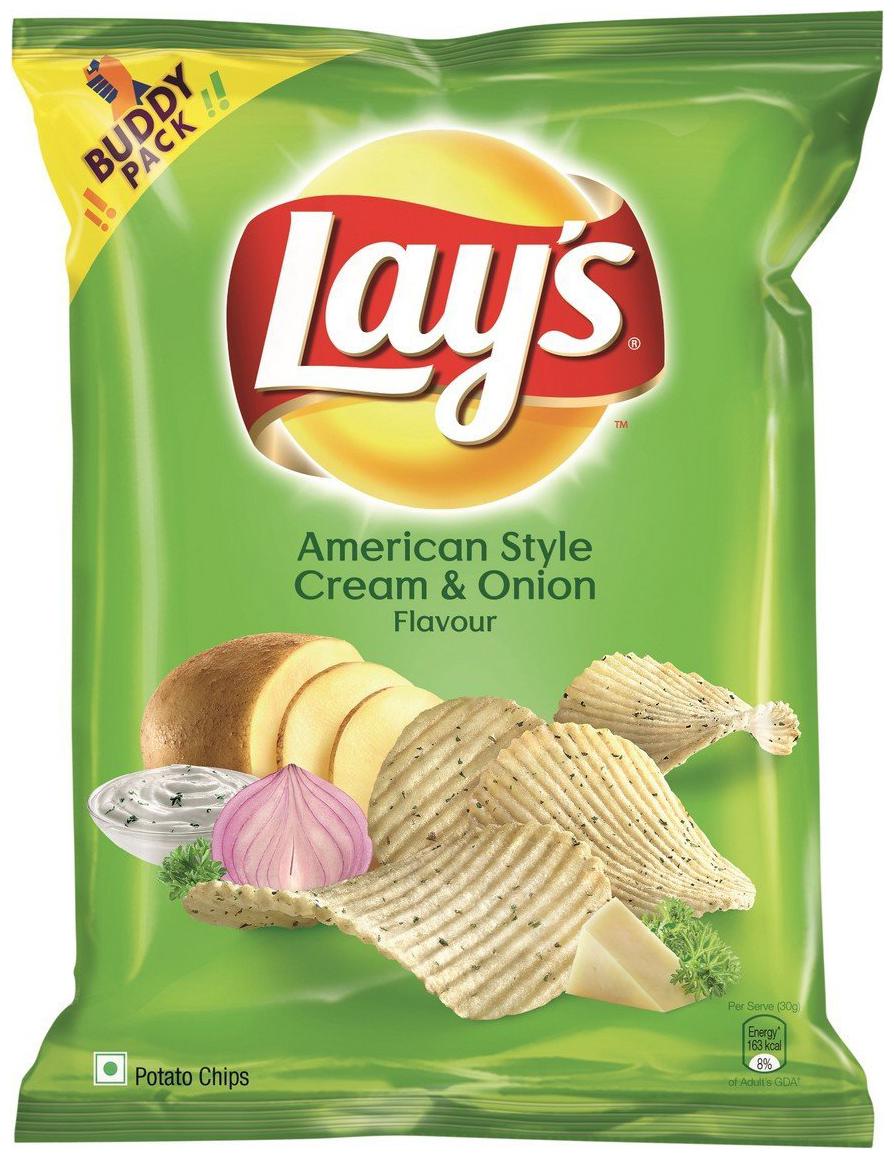 

Lays Potato Chips - American Style Cream Onion Flavour 52 g