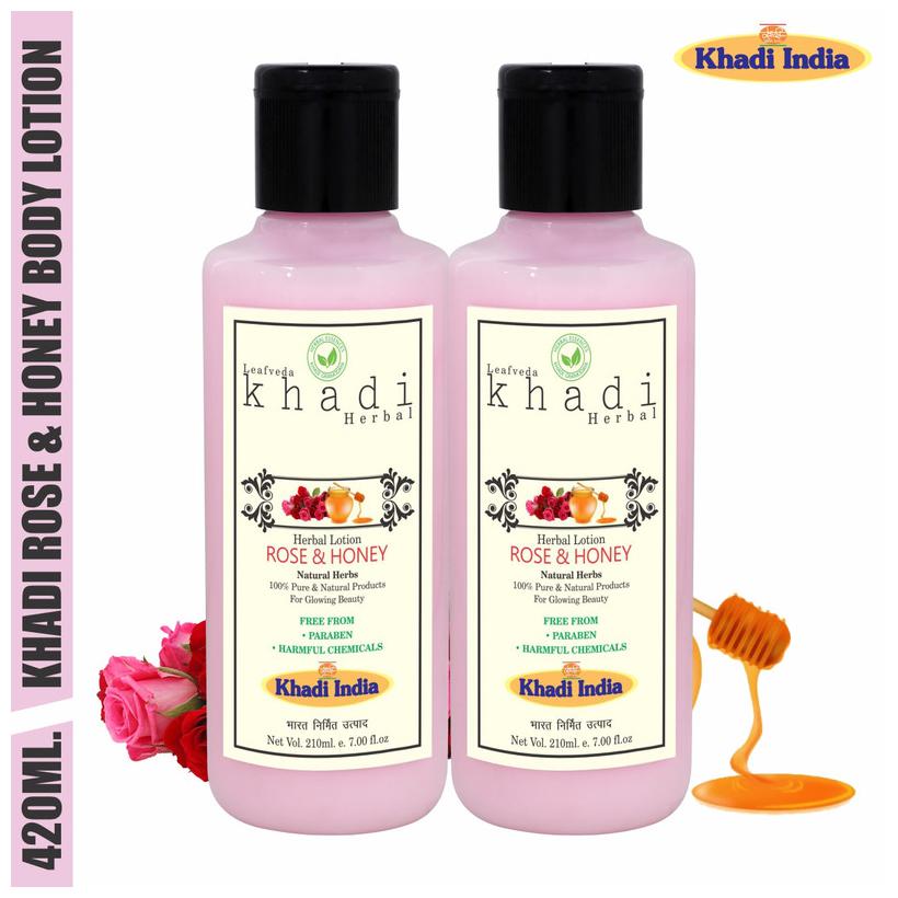 

Leafveda Khadi Rose Honey Herbal Lotion 210 ml (Pack of 2)