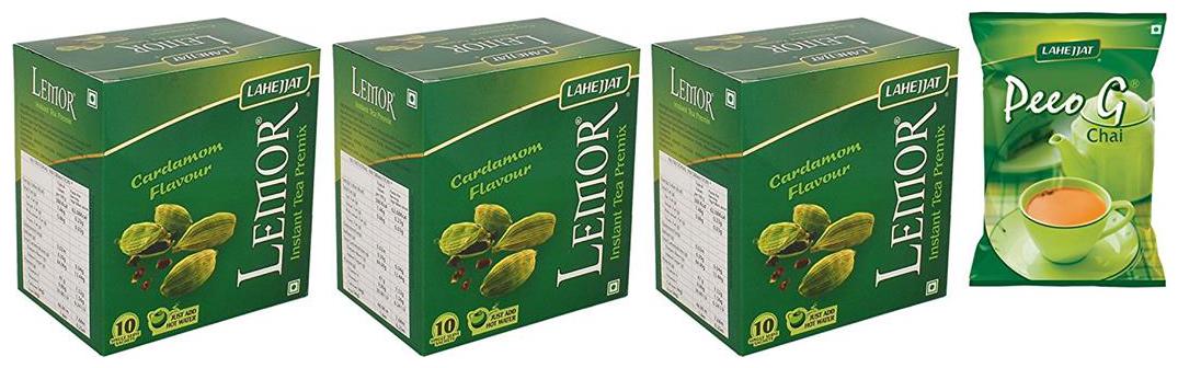 

Lemor Cardamom Flavoured Instant Tea Premix - Pack of 3 with 100 g Peeo G CTC Tea