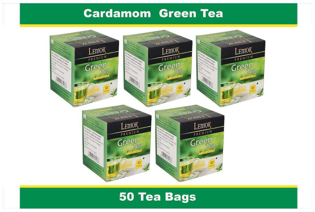 

Lemor Cardamom Green Tea Bag with Natural ingredients and No added preservative best for weight loss Aids in detox Rich in antioxidant (5 X 10 Tea Bags)