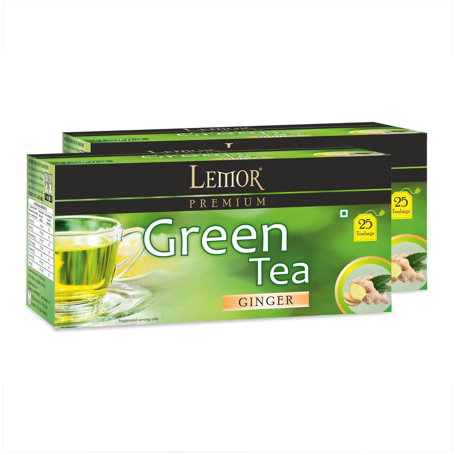 

Lemor Ginger Green Tea Bag with Natural ingredients and No added preservative best for weight loss Aids in detox Rich in antioxidant (2 x 25 Tea Bags)