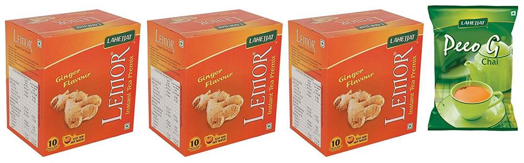 

Lemor Ginger Flavour Instant Tea Premix - Pack of 3 with 100 g Peeo G CTC Tea