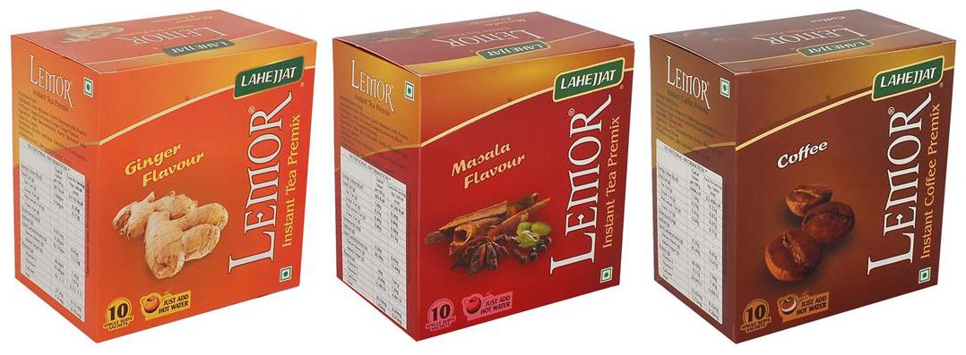 

Lemor Instant Tea Coffee Premix Different Flavour Packs
