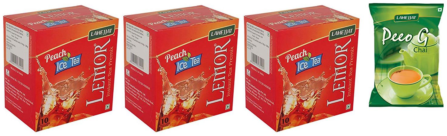 

Combo Pck of Peach Instant Tea Premix (3 x 10 sachet) with 100g PeeoG CTC Tea