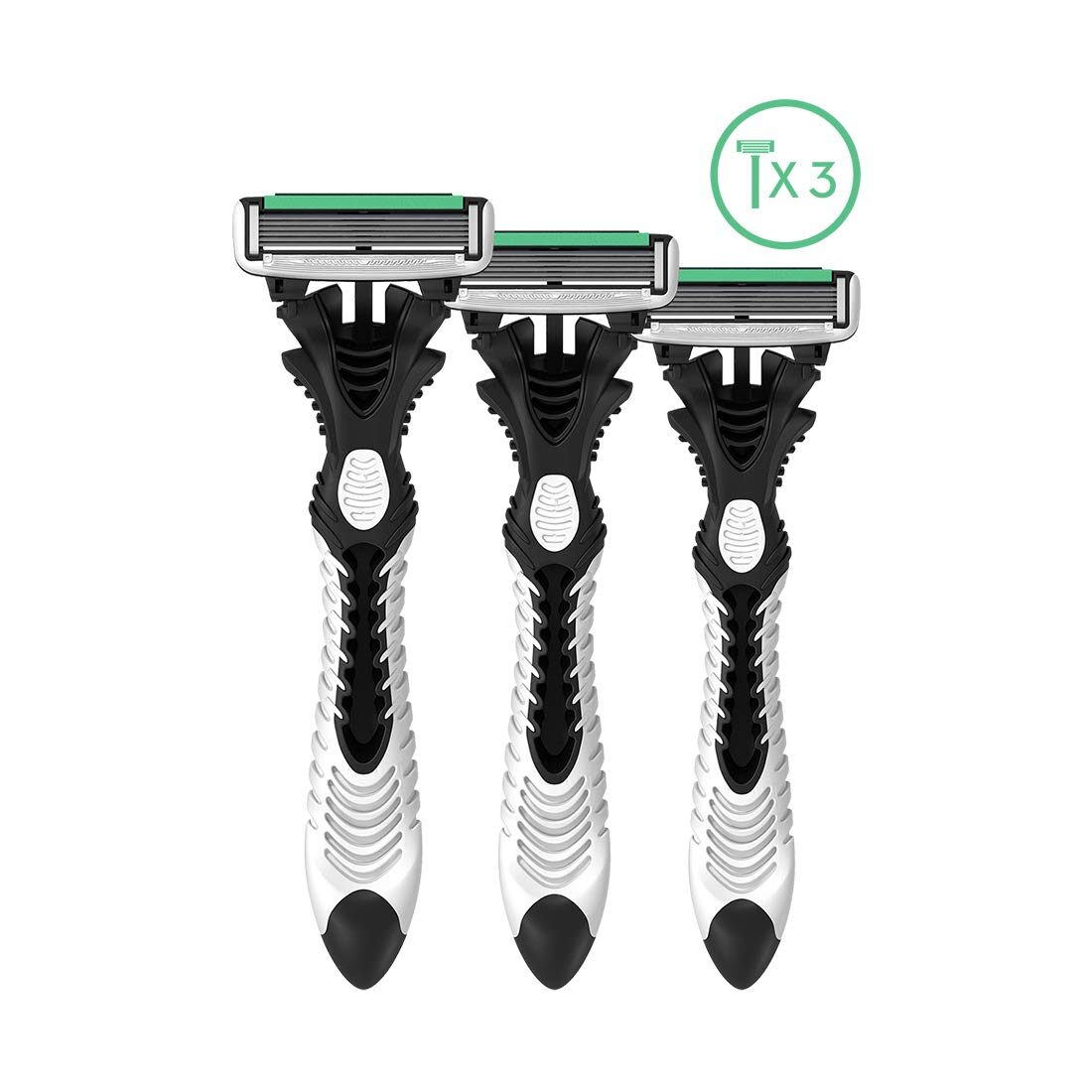 

LetsShave Pro 6 Disposable Manual Shaving Razor for Men with Rubber grip handle and Safety Cap Pack of 3 (3-Count)
