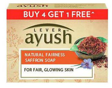 

Lever Ayush Natural Fairness Saffron Soap 100 g (Buy 4 Get 1 Free)