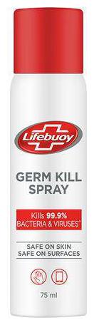 

Lifebuoy Antibacterial Germ Kill Spray - Safe On Skin Safe On Surfaces No Gas 75 ml