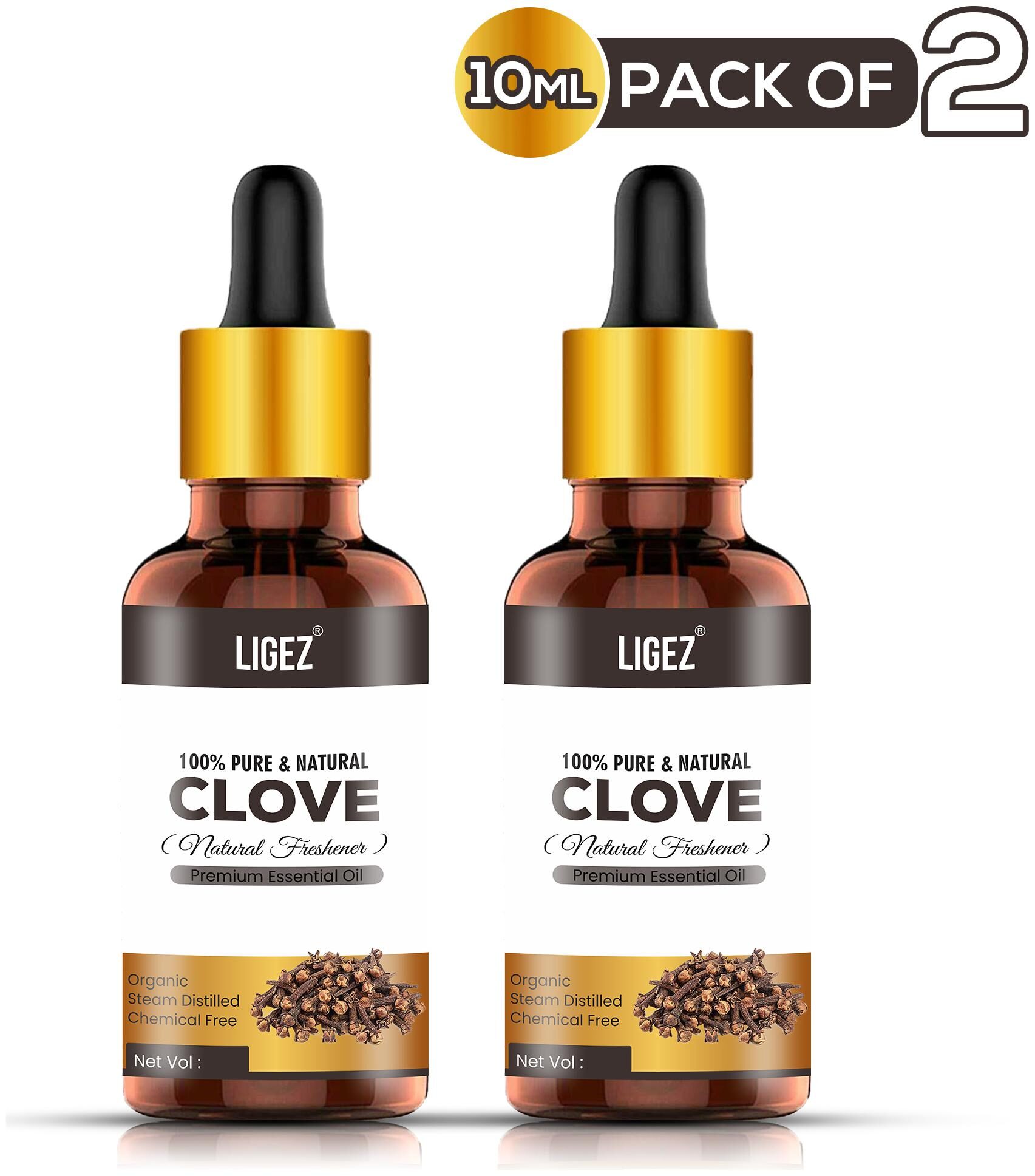 

Ligez Clove Essential Oil for Hair Skin 10 ml- (Pack of 2)